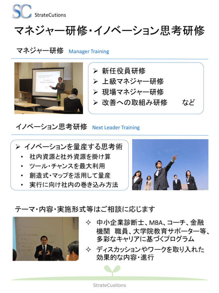 マネジャー研修・イノベーション思考研修説明図